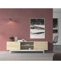 Mueble bajo televisión Md-608-2 en color roble, 52cm(alto) 180cm(ancho) 43cm(largo)