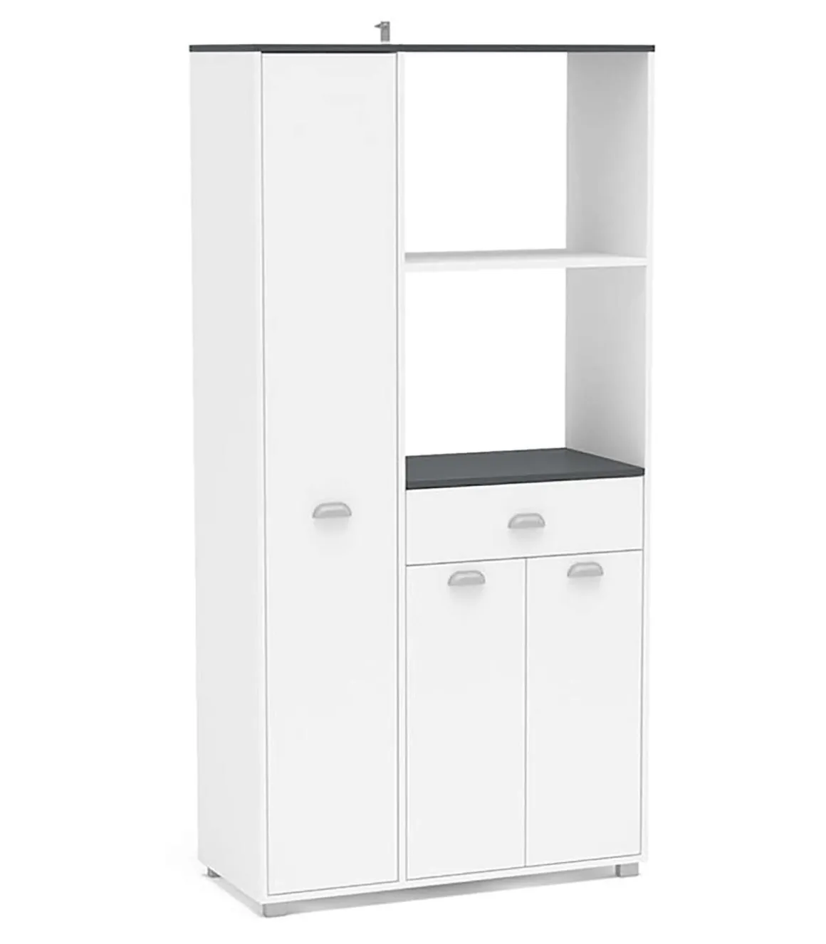 Mueble Buffet alto 3 puertas y 1 cajón acabado blanco, 180cm (alto) x90cm (ancho) x 40cm (fondo).
