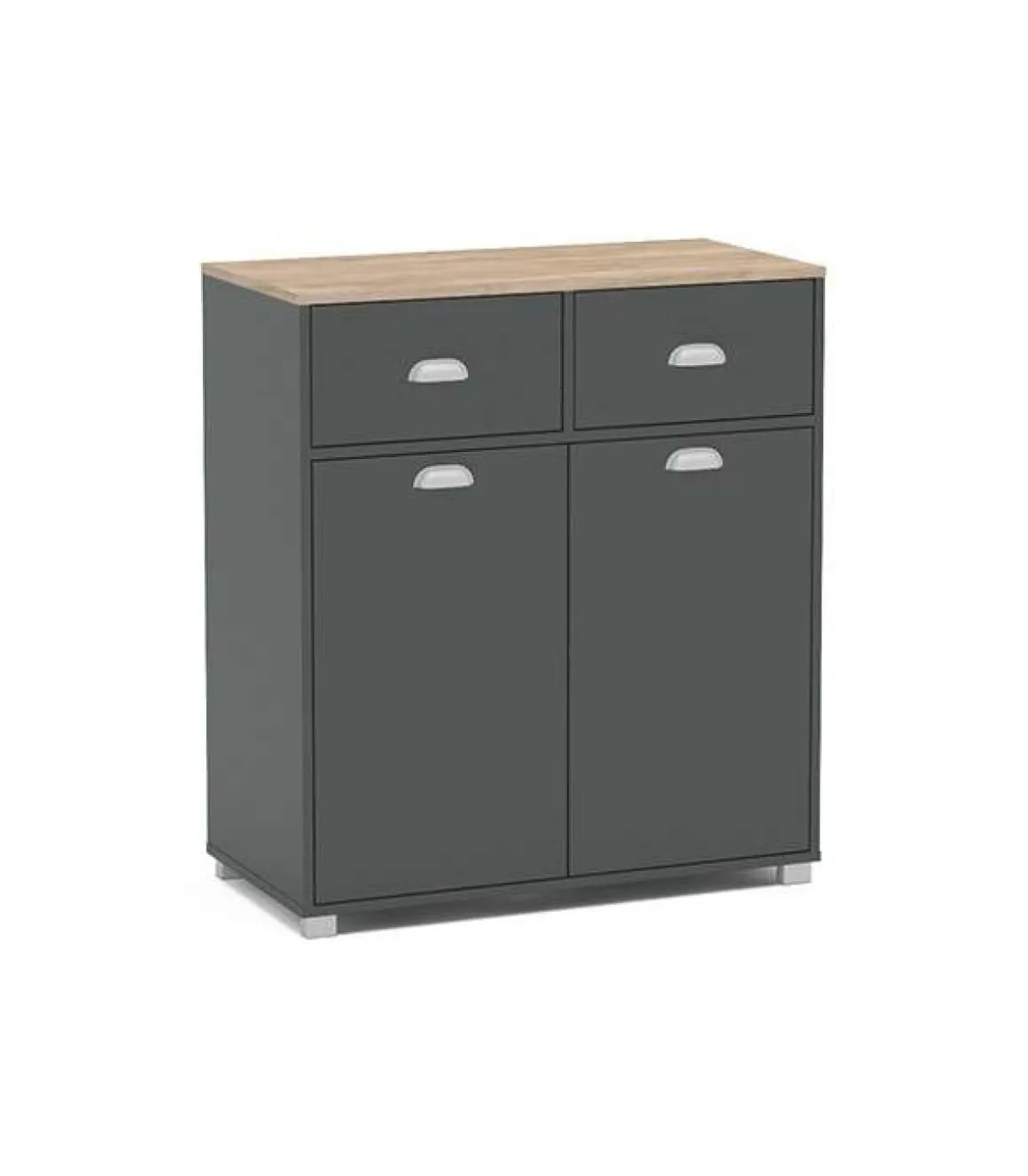 Mueble Buffet bajo 2 puertas y 2 cajones acabado gris grafito, 90cm (alto) x80cm (ancho) x 40cm (fondo).