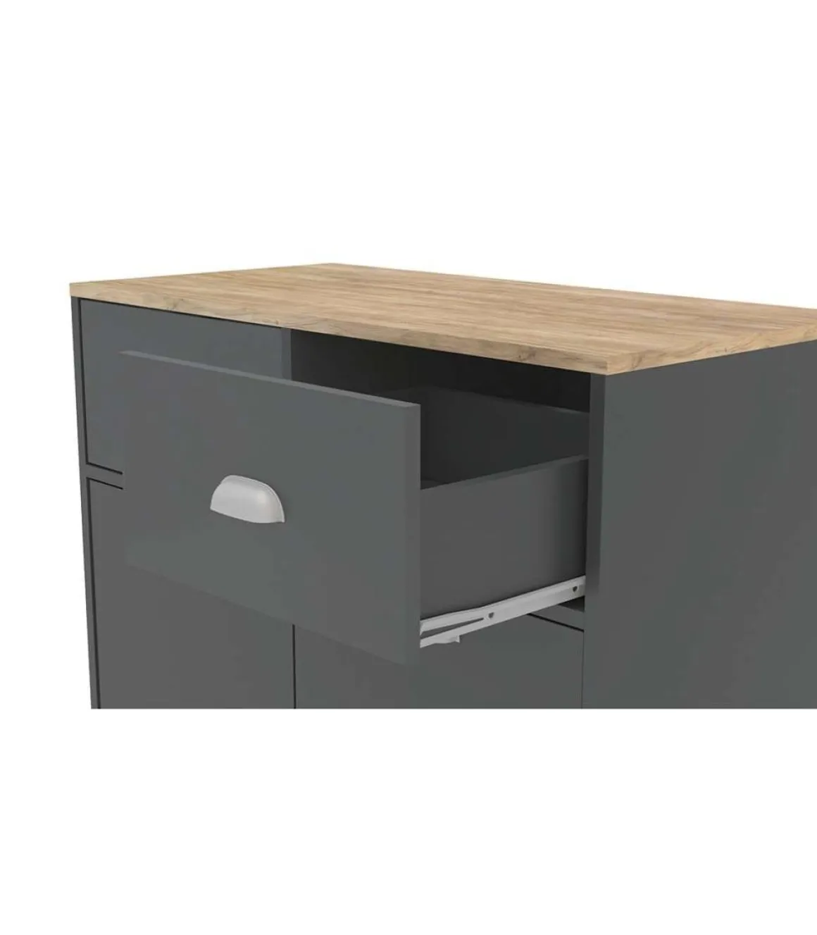 Mueble Buffet bajo 2 puertas y 2 cajones acabado gris grafito, 90cm (alto) x80cm (ancho) x 40cm (fondo).