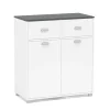 Mueble Buffet bajo 2 puertas y 2 cajones acabado blanco, 90cm (alto) x80cm (ancho) x 40cm (fondo).