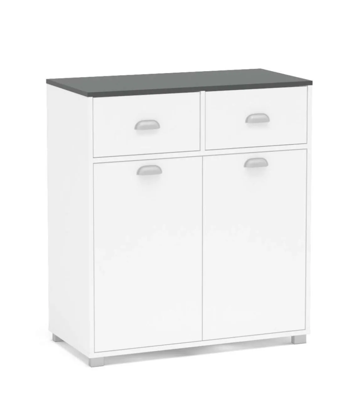Mueble Buffet bajo 2 puertas y 2 cajones acabado blanco, 90cm (alto) x80cm (ancho) x 40cm (fondo).