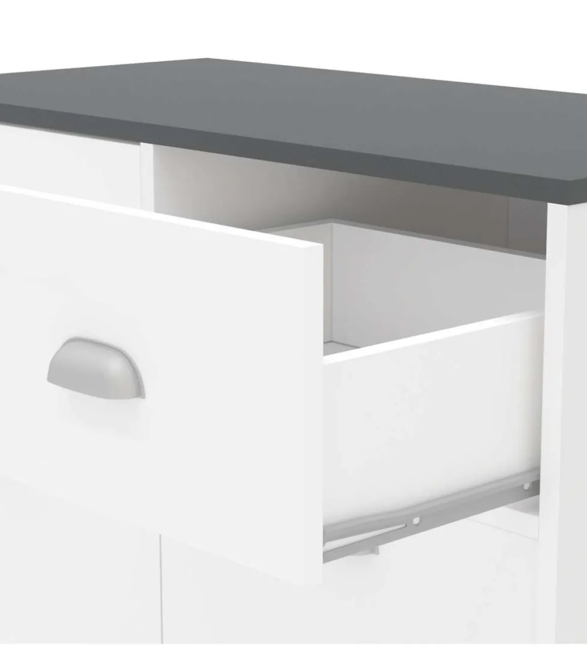 Mueble Buffet bajo 2 puertas y 2 cajones acabado blanco, 90cm (alto) x80cm (ancho) x 40cm (fondo).