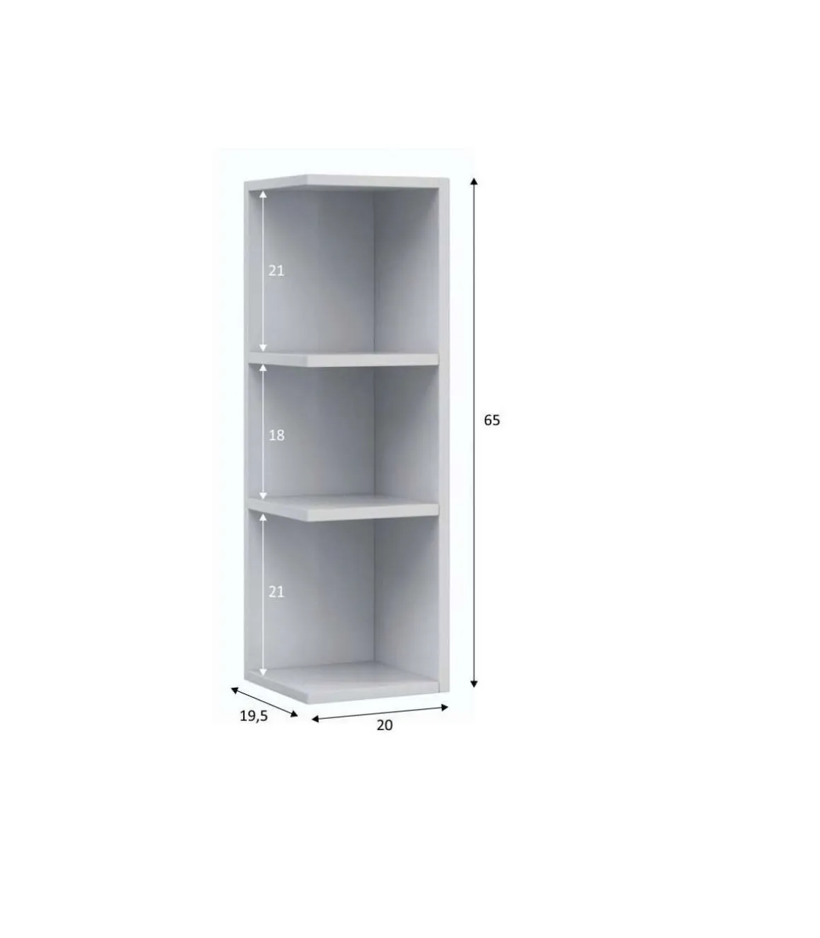 Mueble camerino rinconero Sulf con estantes, 65 cm(alto)20 cm(ancho)21 cm(largo)
