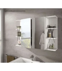 Mueble camerino Sulf de 2 puertas con espejo acabado blanco brillo, 65 cm(alto)60 cm(ancho)21 cm(largo)