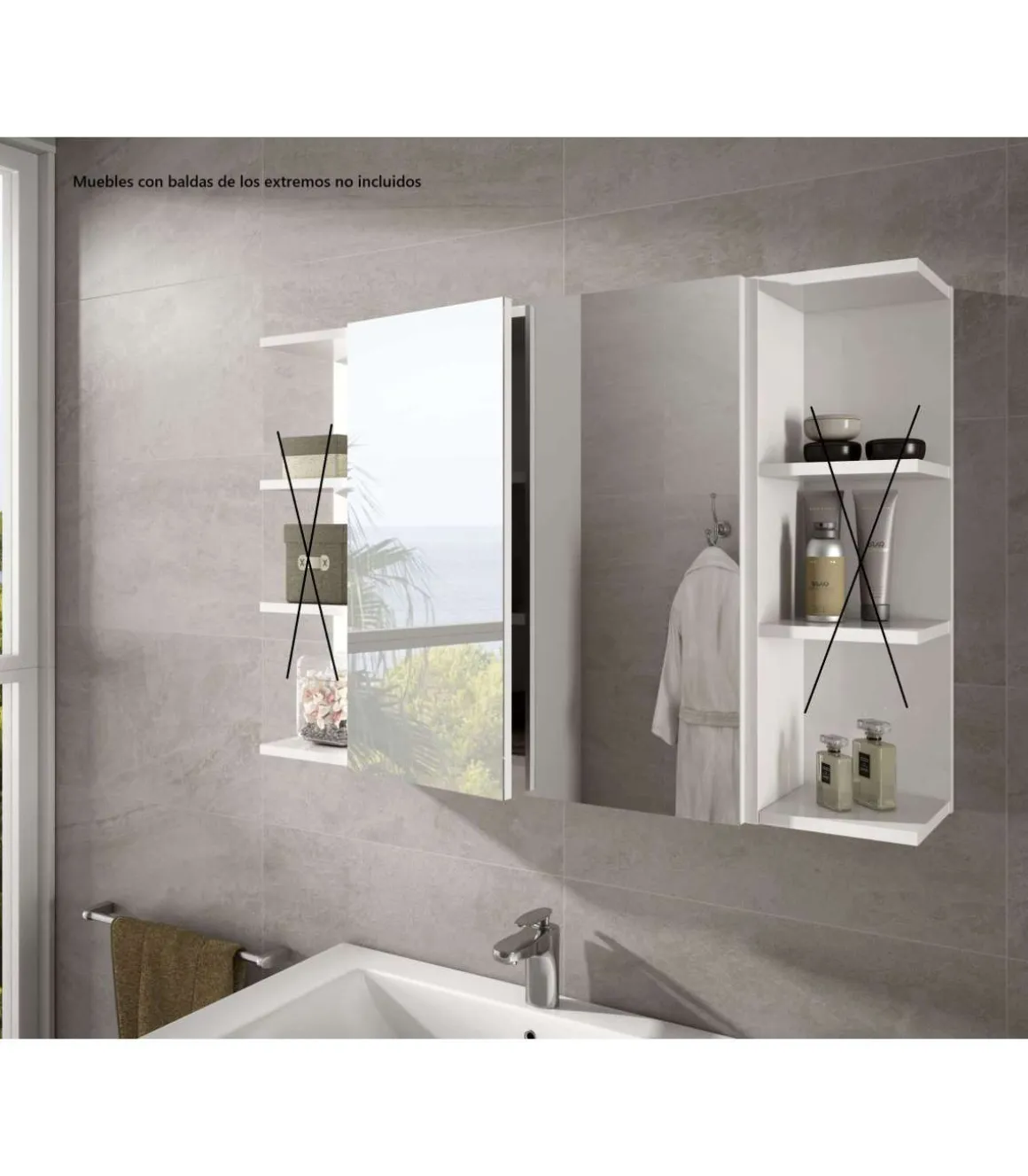 Mueble camerino Sulf de 2 puertas con espejo acabado blanco brillo, 65 cm(alto)60 cm(ancho)21 cm(largo)