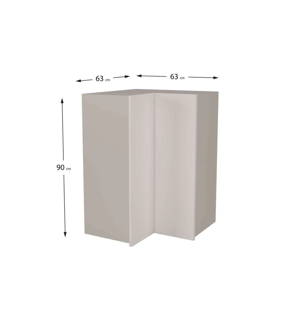 Mueble cocina alto de rincón acabado en puertas color blanco mate, 90cm(alto) 63x63cm(ancho )35cm(largo)