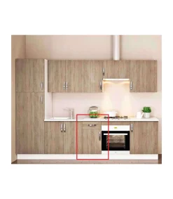Mueble cocina bajo con 1 cajón y 1 puerta en roble cortez. 83 cm(alto)40 cm(ancho)58 cm(largo)