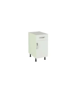 Mueble cocina bajo con 1 cajón y 1 puerta en blanco. 83 cm(alto)40 cm(ancho)58 cm(largo)