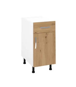 Mueble cocina bajo con 1 cajón y 1 puerta en roble albar. 83 cm(alto)40 cm(ancho)58 cm(largo)