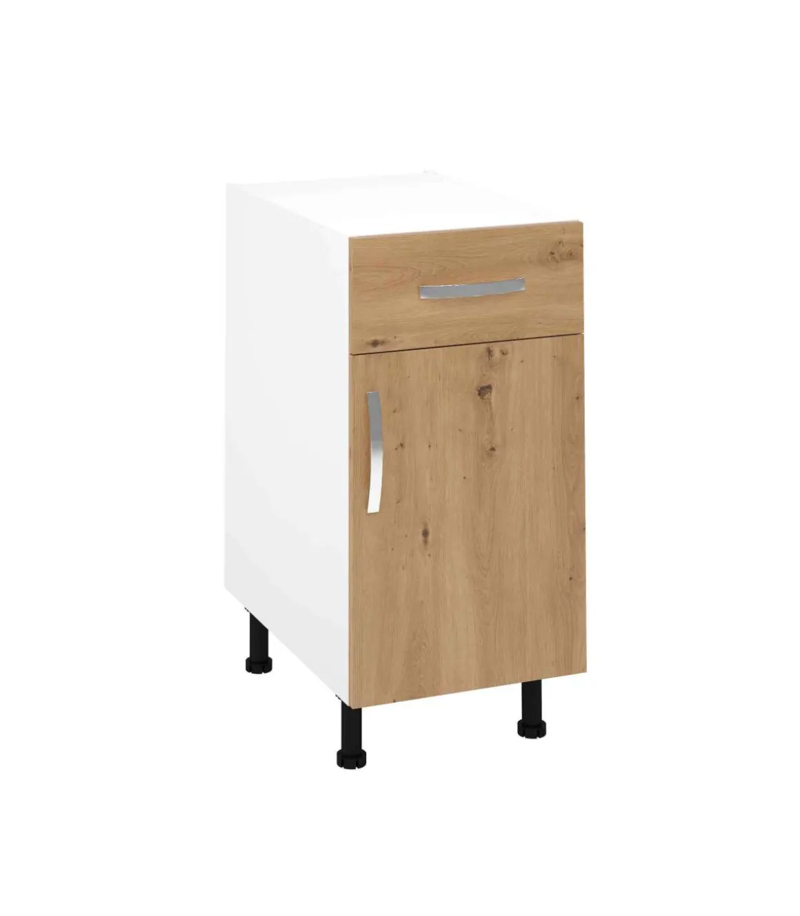 Mueble cocina bajo con 1 cajón y 1 puerta en roble albar. 83 cm(alto)40 cm(ancho)58 cm(largo)