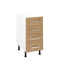 Mueble cocina bajo con 4 cajones en roble albar. 83 cm(alto)40 cm(ancho)58 cm(largo)