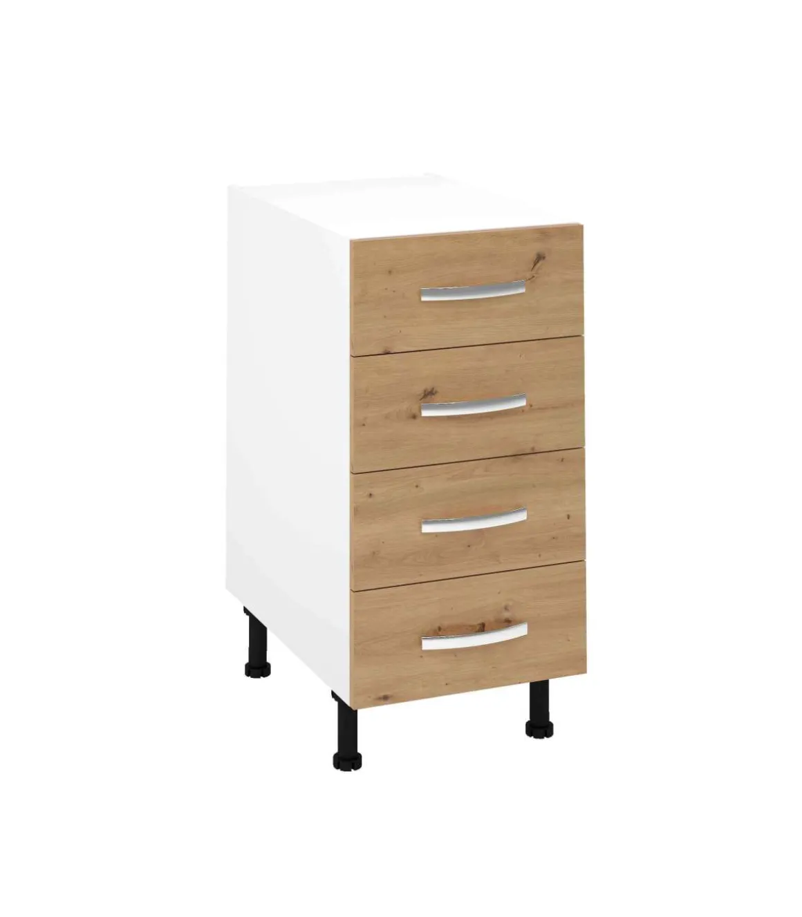Mueble cocina bajo con 4 cajones en roble albar. 83 cm(alto)40 cm(ancho)58 cm(largo)