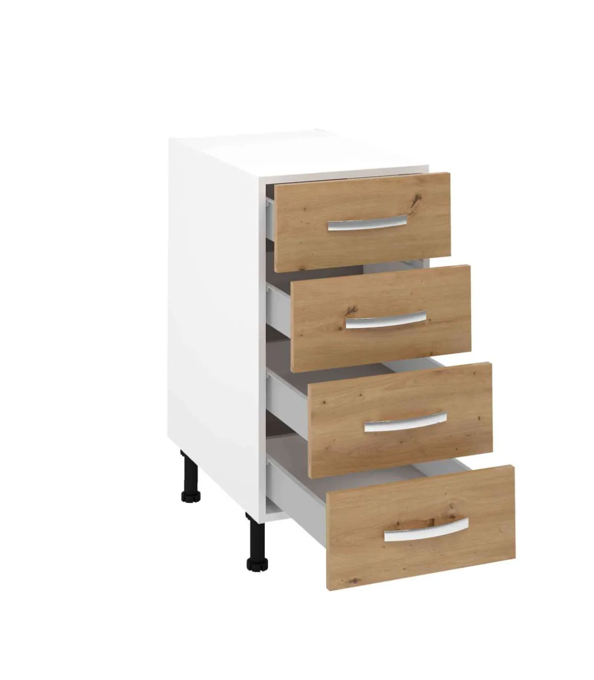 Mueble cocina bajo con 4 cajones en roble albar. 83 cm(alto)40 cm(ancho)58 cm(largo)