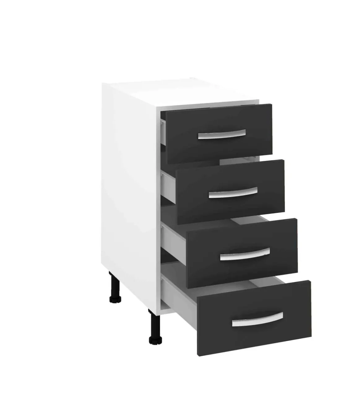 Mueble cocina bajo con 4 cajones en gris parís. 83 cm(alto)40 cm(ancho)58 cm(largo)