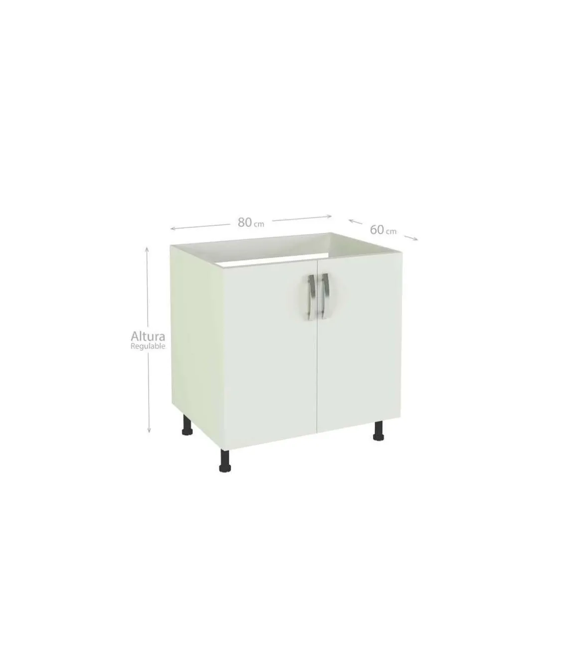 Mueble cocina fregadero 2 puertas en blanco. 83 cm(alto)80 cm(ancho)58 cm(largo)