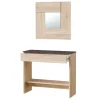 Mueble consola Luz con cajón y espejo en roble Canadian y óxido 0X6741F