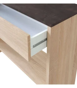 Mueble consola Luz con cajón y espejo en roble Canadian y óxido 0X6741F