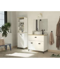 Mueble de baño con lavabo cerámico Toscana acabado color blanco 95 cm(alto)85 cm(ancho)47 cm(largo)