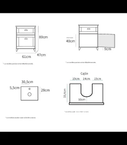 Mueble de baño con lavabo cerámico Toscana acabado color cambrian/blanco, 80cm(alto) 61cm(ancho) 47cm(largo)