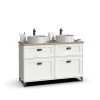 Mueble de baño con 2 lavabos cerámico Toscana en acabado color blanco, 92cm(alto) 120cm(ancho) 47cm(largo)
