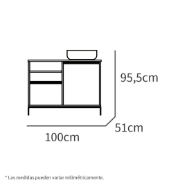 Mueble de baño Támesis con lavabo cerámico acabado roble 100cm (Ancho) X 95cm (Alto) X 51cm (Fondo)
