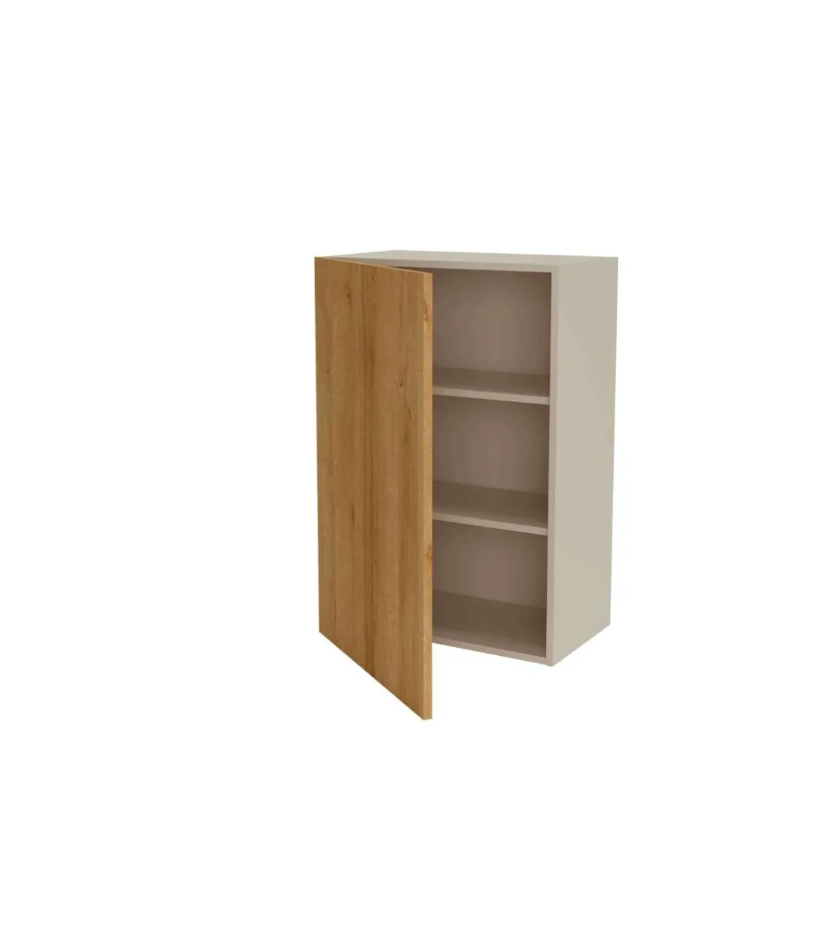 Mueble de cocina alto con una puerta en gris cream y roble vega. 90 cm(alto)60 cm(ancho)35 cm(largo)