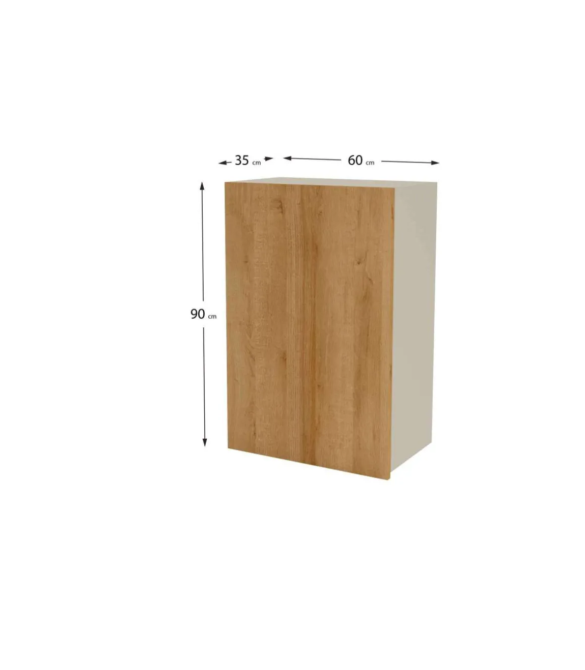 Mueble de cocina alto con una puerta en gris cream y roble vega. 90 cm(alto)60 cm(ancho)35 cm(largo)