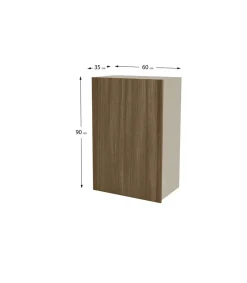 Mueble de cocina alto con una puerta en gris cream y nogal noceto. 90 cm(alto)60 cm(ancho)35 cm(largo)