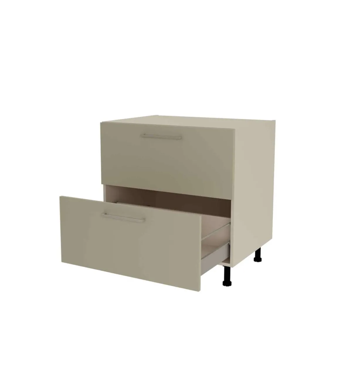 Mueble de cocina bajo cacerolero en gris cream y vison. 85 cm(alto)80 cm(ancho)60 cm(largo)