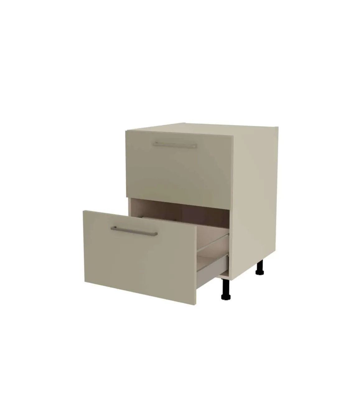 Mueble de cocina bajo cacerolero en gris cream y vison. 85 cm(alto)60 cm(ancho)60 cm(largo)