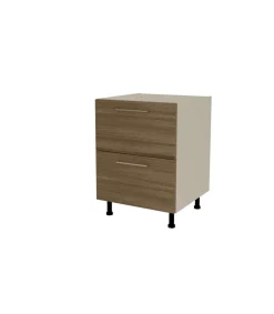 Mueble de cocina bajo cacerolero en gris cream y nogal noceto. 85 cm(alto)60 cm(ancho)60 cm(largo)