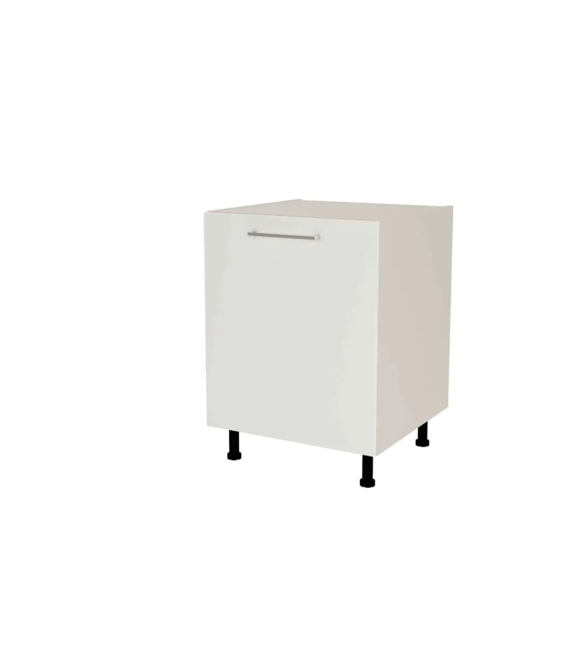 Mueble de cocina bajo con 1 puerta en gris cream y blanco mate. 85 cm(alto)60 cm(ancho)60 cm(largo)