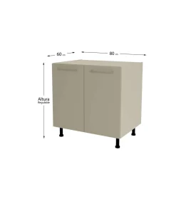 Mueble de cocina bajo con 2 puertas en gris cream y vison. 85 cm(alto)80 cm(ancho)60 cm(largo)