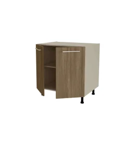 Mueble de cocina bajo con 2 puertas en gris cream y nogal noceto. 85 cm(alto)80 cm(ancho)60 cm(largo)