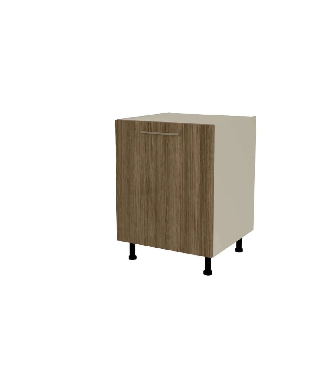 Mueble de cocina bajo con 1 puerta en gris cream y nogal noceto. 85 cm(alto)60 cm(ancho)60 cm(largo)