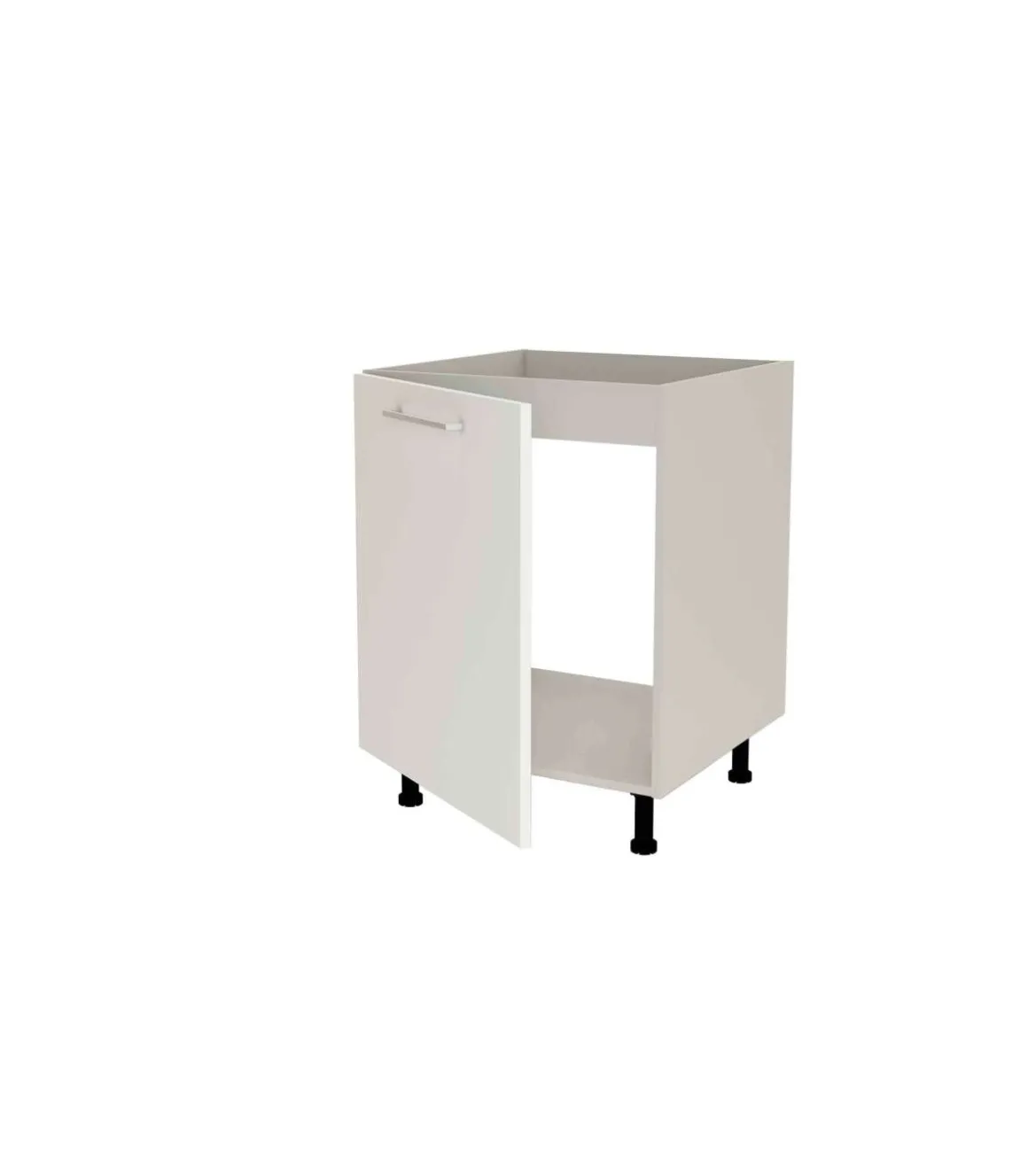 Mueble de cocina bajo para fregadero en gris cream y blanco mate. 85 cm(alto)60 cm(ancho)60 cm(largo)