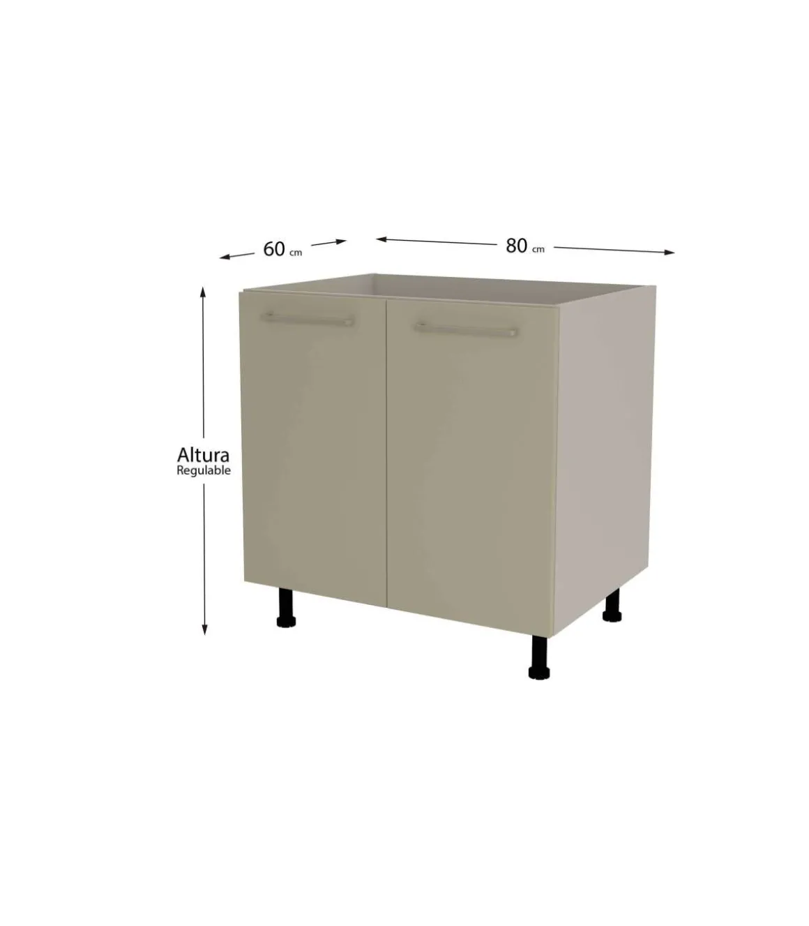 Mueble de cocina bajo para fregadero en gris cream y vison. 85 cm(alto)80 cm(ancho)60 cm(largo)