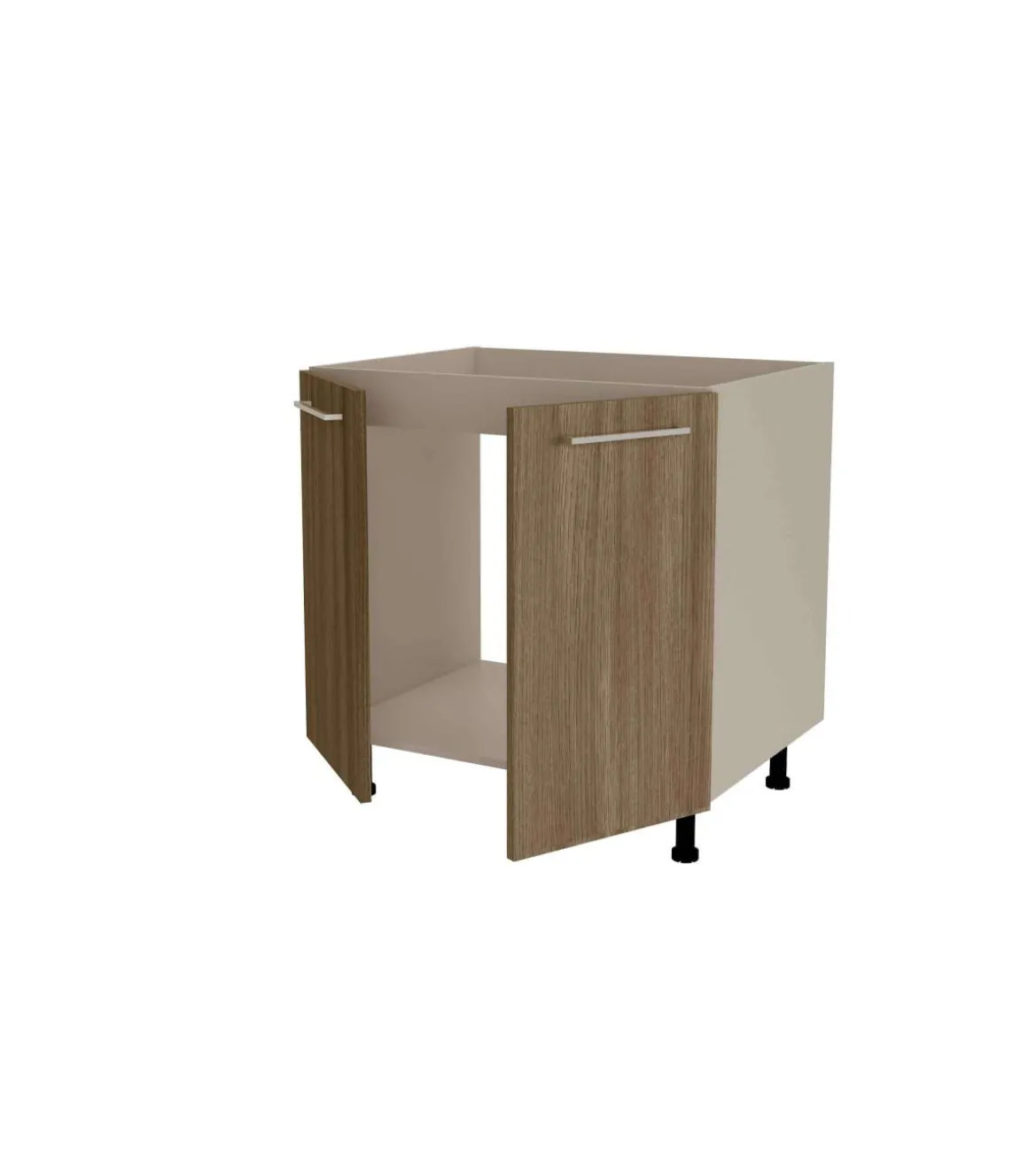 Mueble de cocina bajo para fregadero en gris cream y nogal noceto. 85 cm(alto)80 cm(ancho)60 cm(largo)