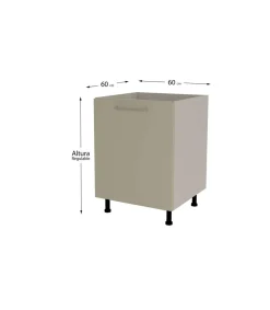 Mueble de cocina bajo para fregadero en gris cream y vison. 85 cm(alto)60 cm(ancho)60 cm(largo)