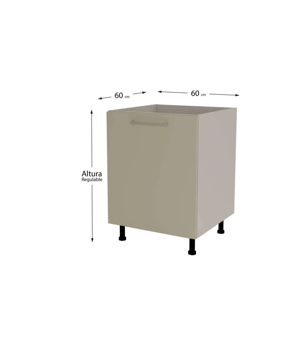 Mueble de cocina bajo para fregadero en gris cream y vison. 85 cm(alto)60 cm(ancho)60 cm(largo)