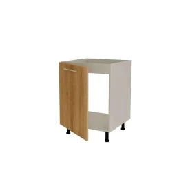 Mueble de cocina bajo para fregadero en gris cream y roble vega. 85 cm(alto)60 cm(ancho)60 cm(largo)