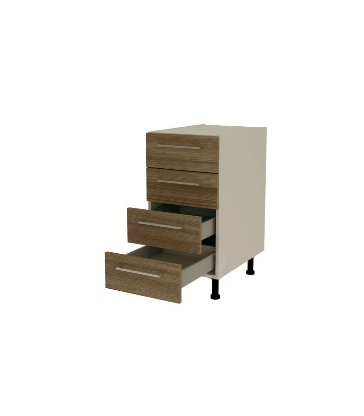 Mueble de cocina con cajones en gris cream y nogal noceto. 85 cm(alto)40 cm(ancho)60 cm(largo)