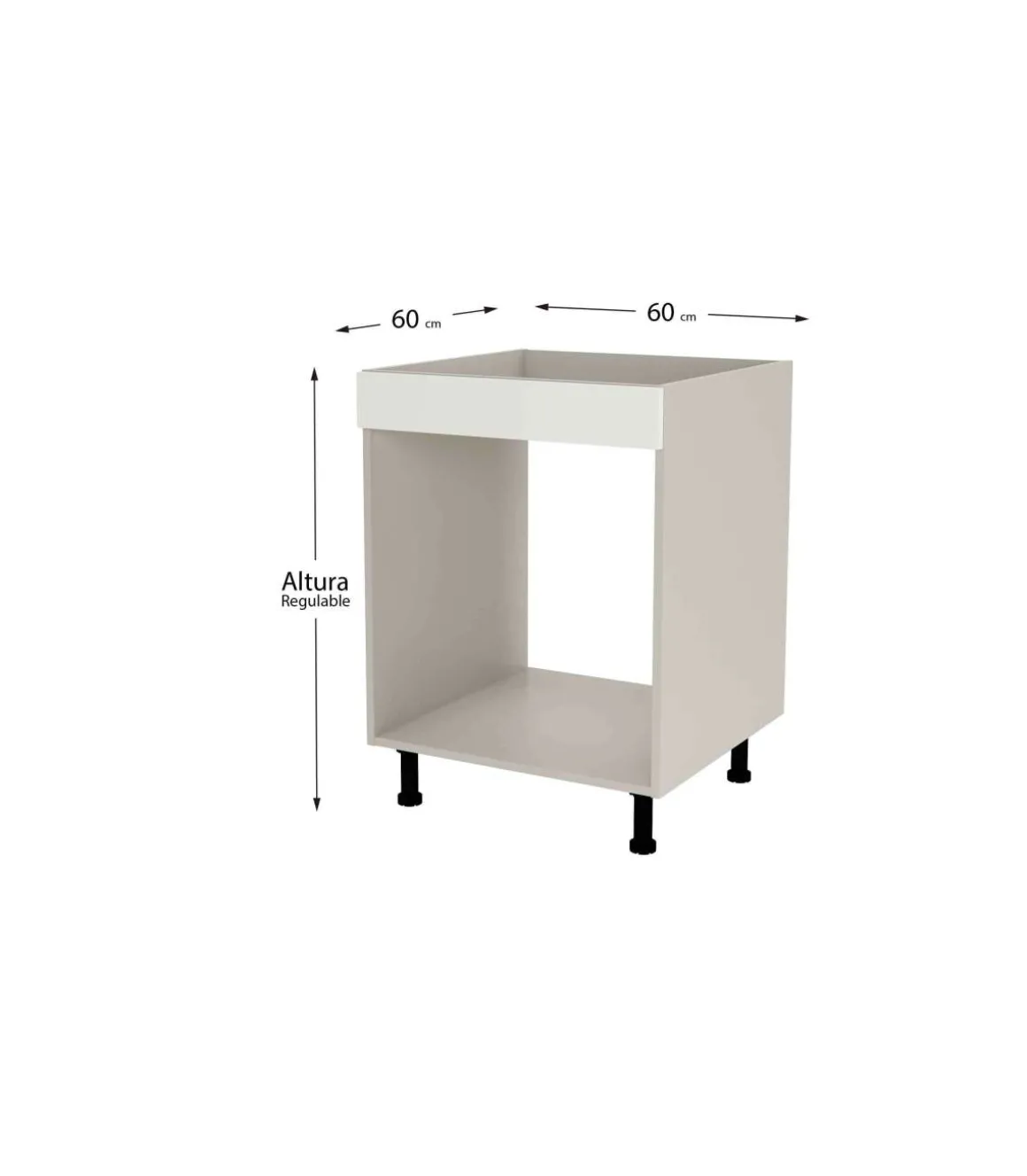 Mueble de cocina para horno en gris cream y blanco mate. 85 cm(alto)60 cm(ancho)60 cm(largo)