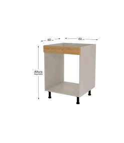Mueble de cocina para horno en gris cream y roble vega. 85 cm(alto)60 cm(ancho)60 cm(largo)