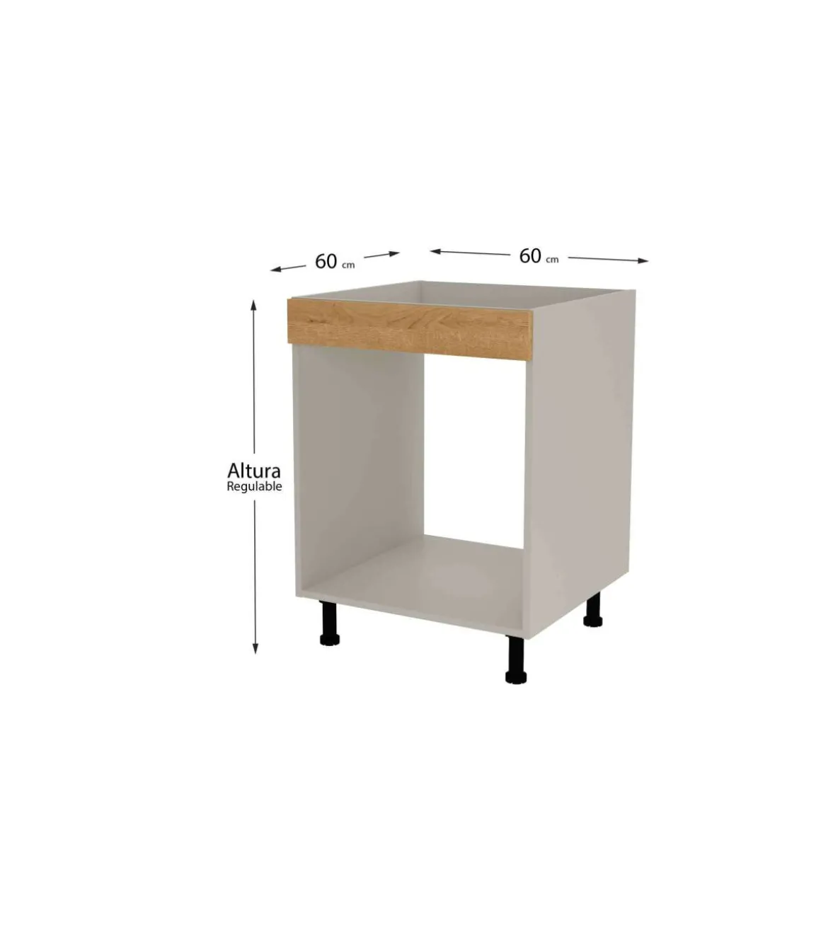 Mueble de cocina para horno en gris cream y roble vega. 85 cm(alto)60 cm(ancho)60 cm(largo)