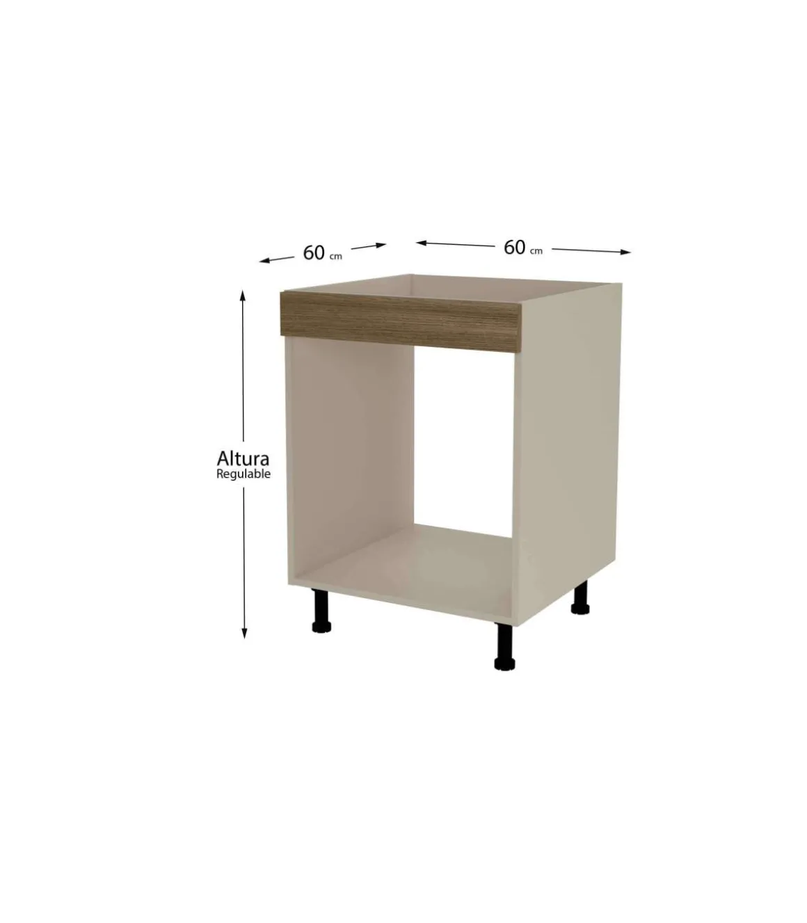 Mueble de cocina para horno en gris cream y nogal noceto. 85 cm(alto)60 cm(ancho)60 cm(largo)