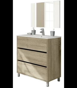 Mueble de lavabo cerámico acabado roble cambrian, 90 cm(alto)81,5 cm(ancho)46,5 cm(largo)