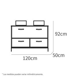 Mueble de lavabo cerámico Sena acabado imitación mármol/roble, 92cm(alto) 120cm(ancho) 50cm(largo)