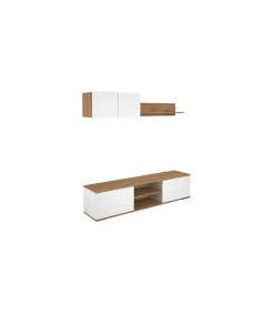 Mueble de salón acabado en roble albar/ blanco soft, 200cm(alto) 180cm(ancho) 40cm(largo)